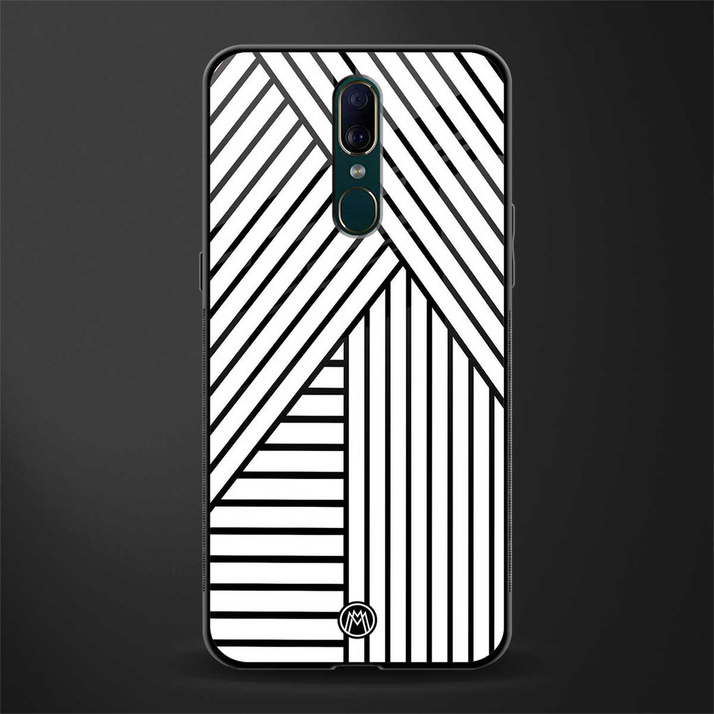 classic white black patten glass case for oppo f11 image