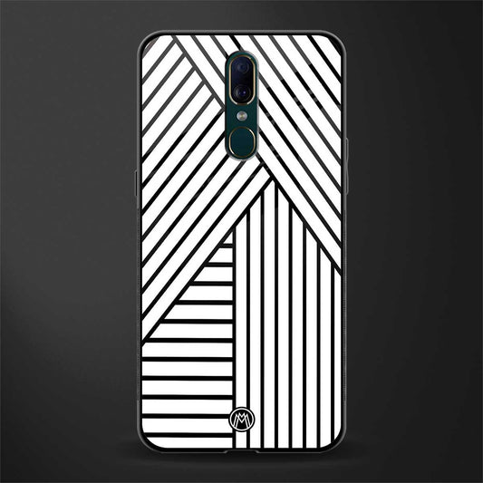 classic white black patten glass case for oppo f11 image