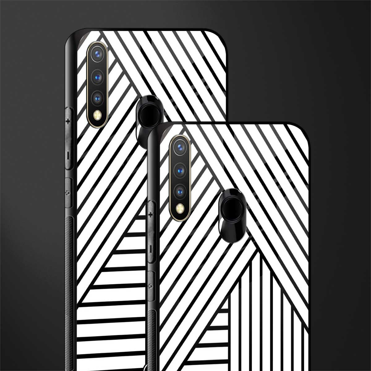 classic white black patten glass case for vivo u20 image-2