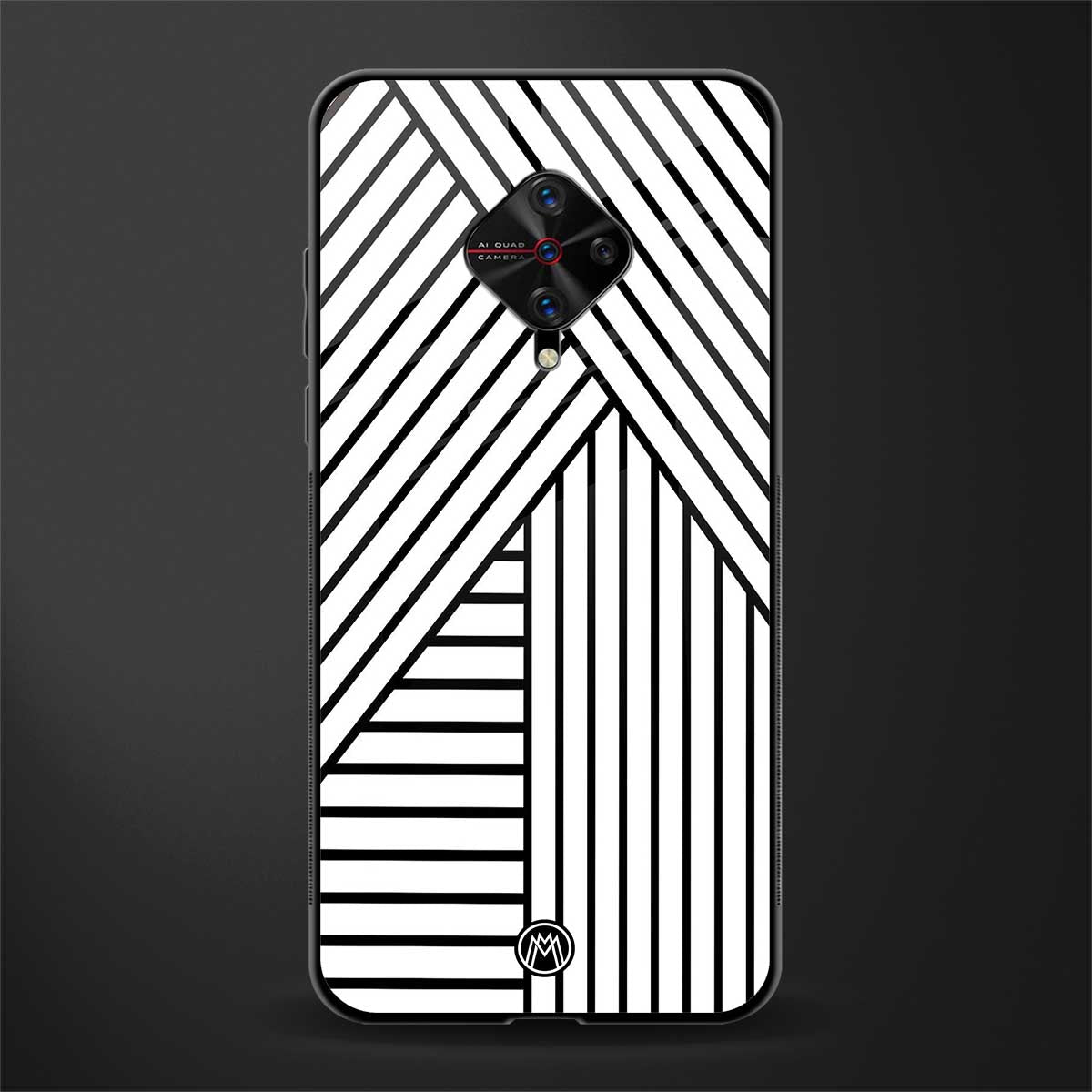 classic white black patten glass case for vivo s1 pro image