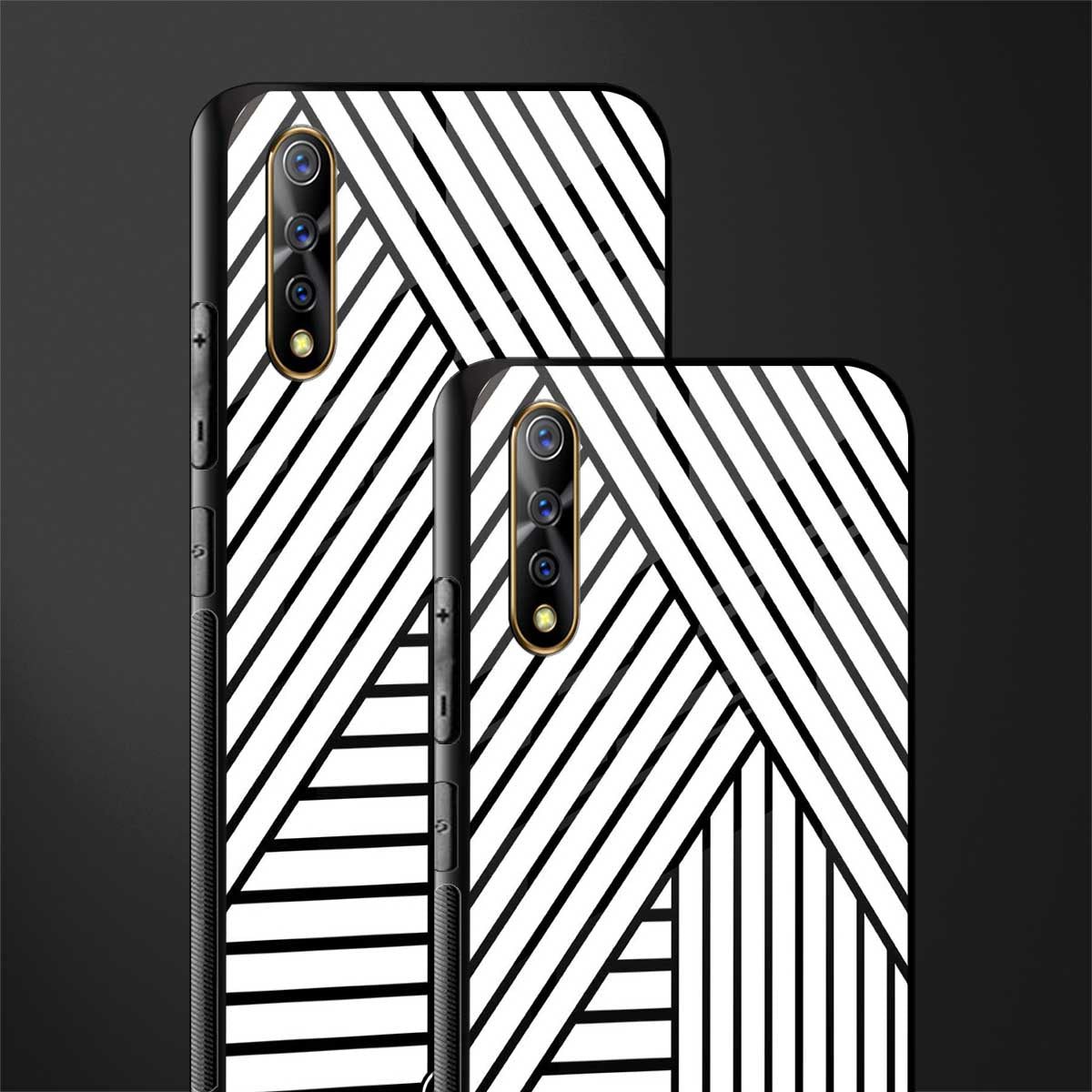 classic white black patten glass case for vivo s1 image-2