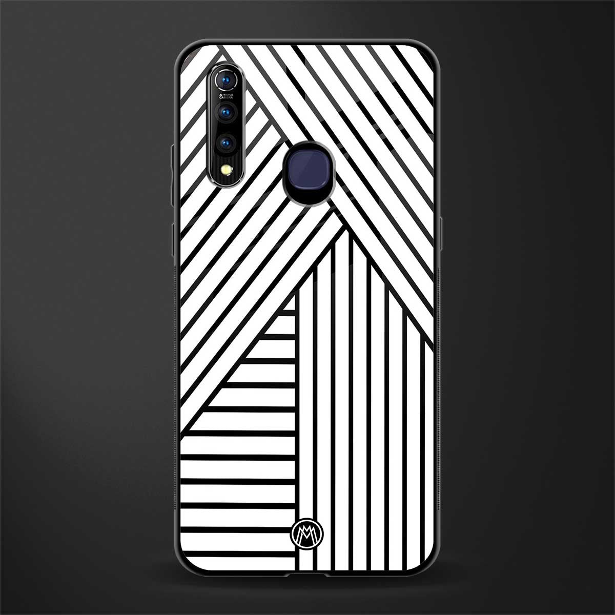 classic white black patten glass case for vivo z1 pro image