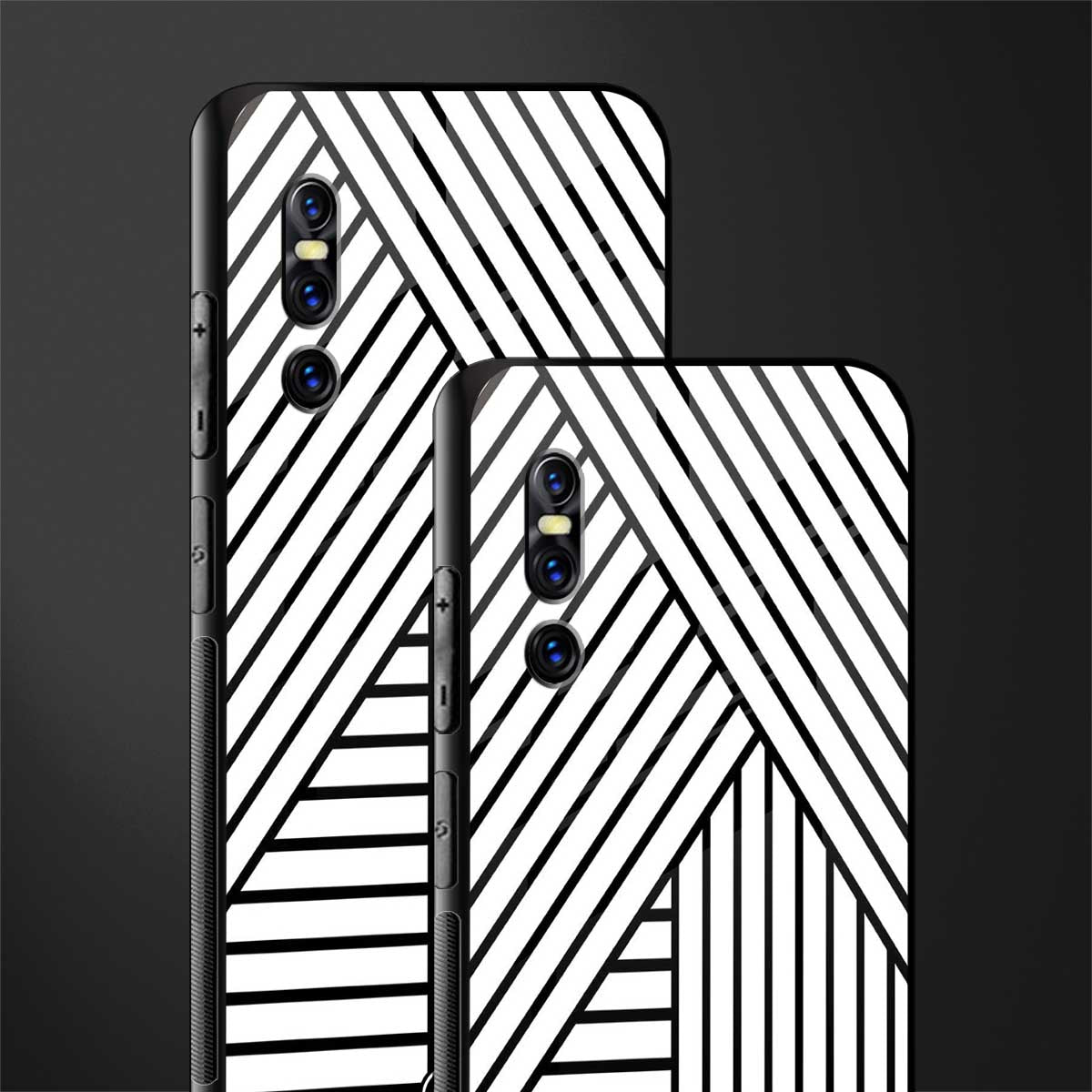 classic white black patten glass case for vivo v15 pro image-2