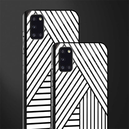 classic white black patten glass case for samsung galaxy a31 image-2