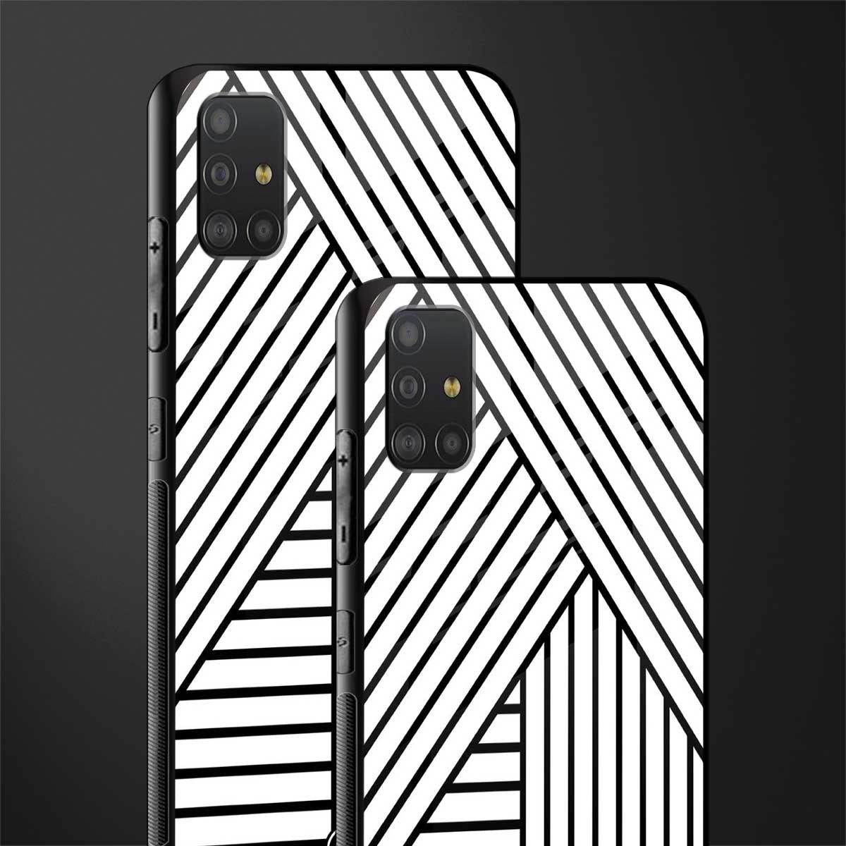 classic white black patten glass case for samsung galaxy a51 image-2