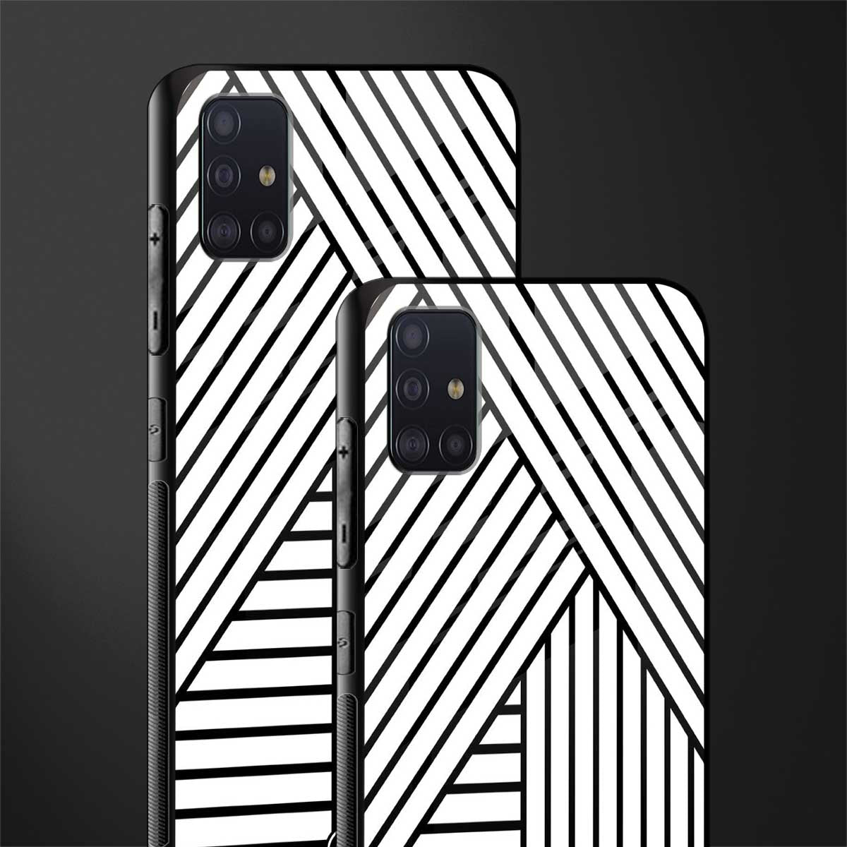 classic white black patten glass case for samsung galaxy a71 image-2