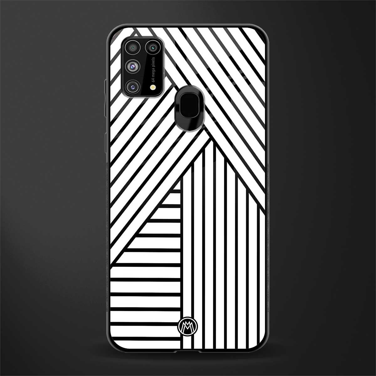 classic white black patten glass case for samsung galaxy f41 image