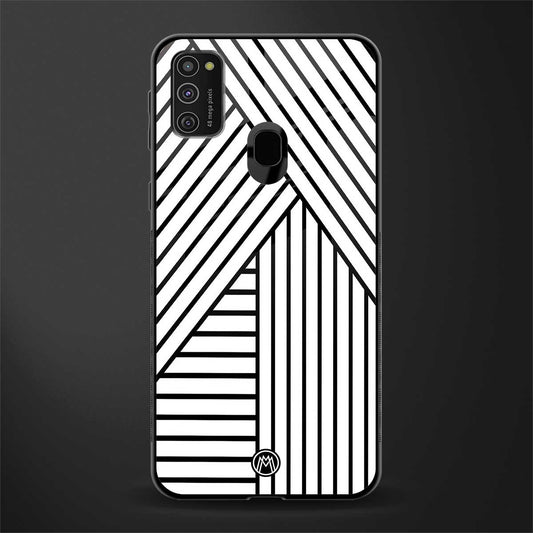 classic white black patten glass case for samsung galaxy m21 image