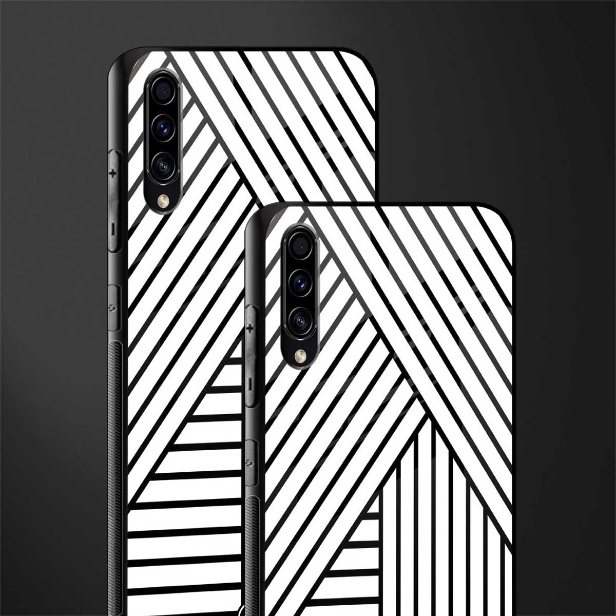 classic white black patten glass case for samsung galaxy a50s image-2