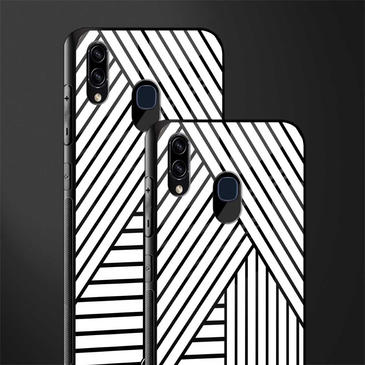 classic white black patten glass case for samsung galaxy m10s image-2