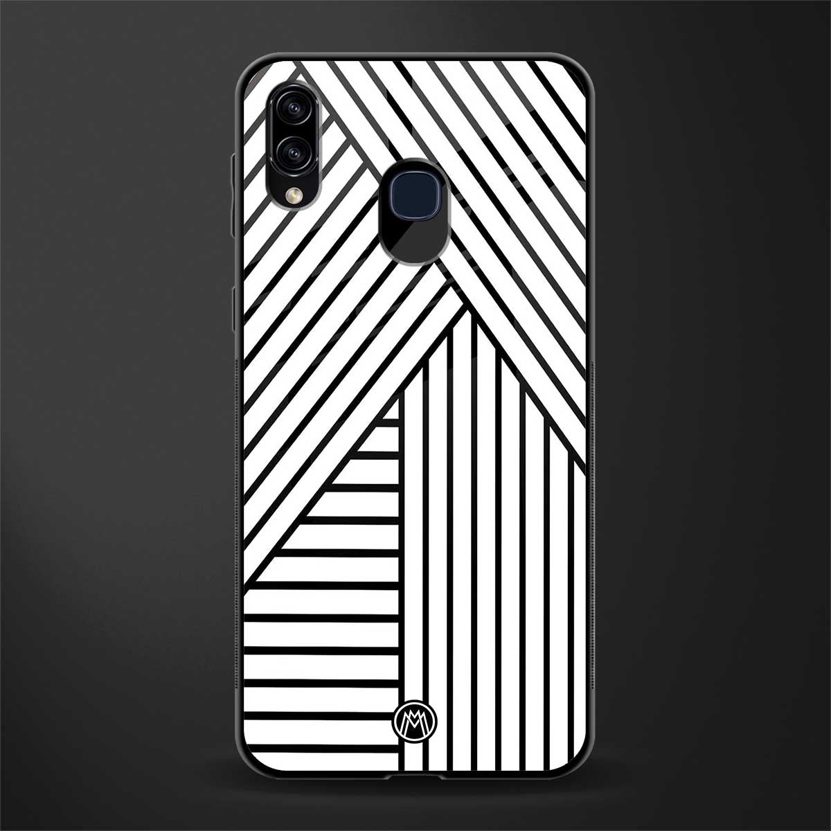 classic white black patten glass case for samsung galaxy a20 image