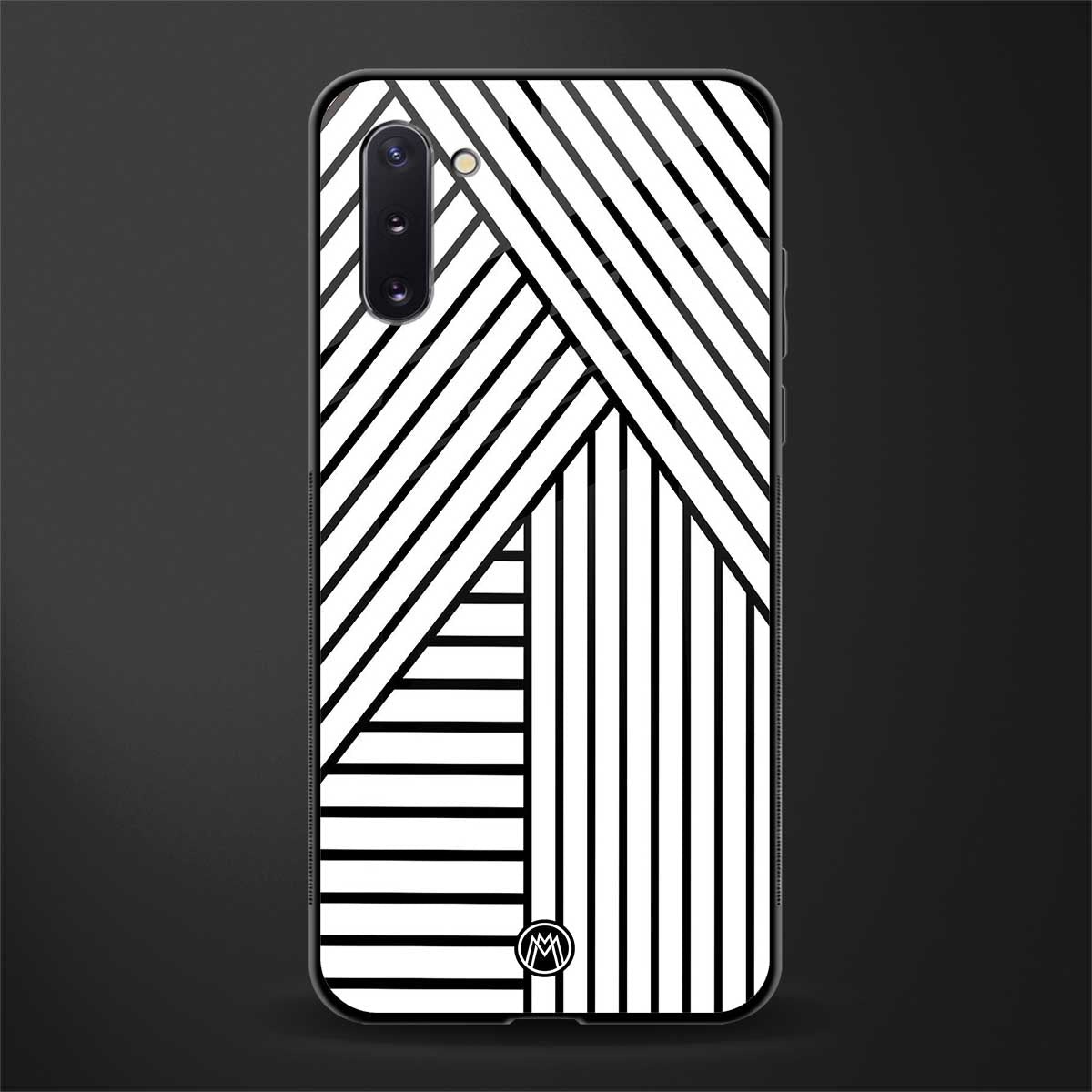 classic white black patten glass case for samsung galaxy note 10 image