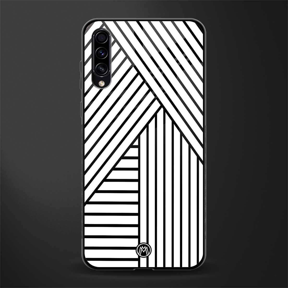 classic white black patten glass case for samsung galaxy a70s image