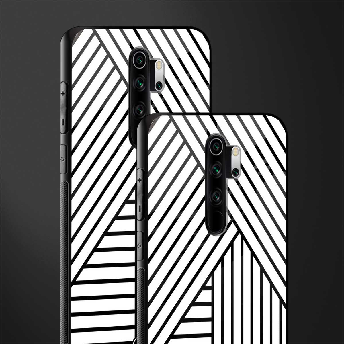 classic white black patten glass case for redmi note 8 pro image-2