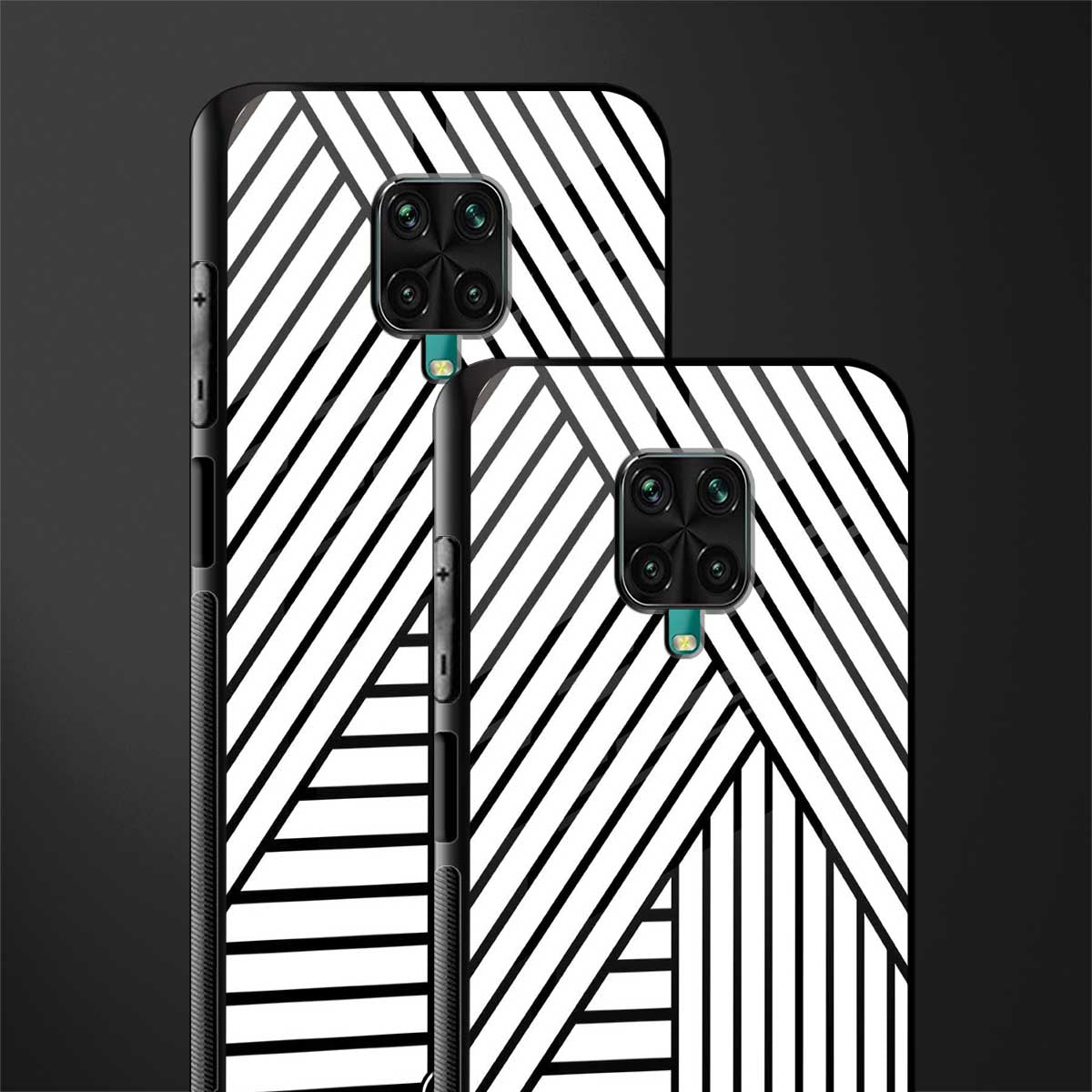 classic white black patten glass case for redmi note 9 pro image-2