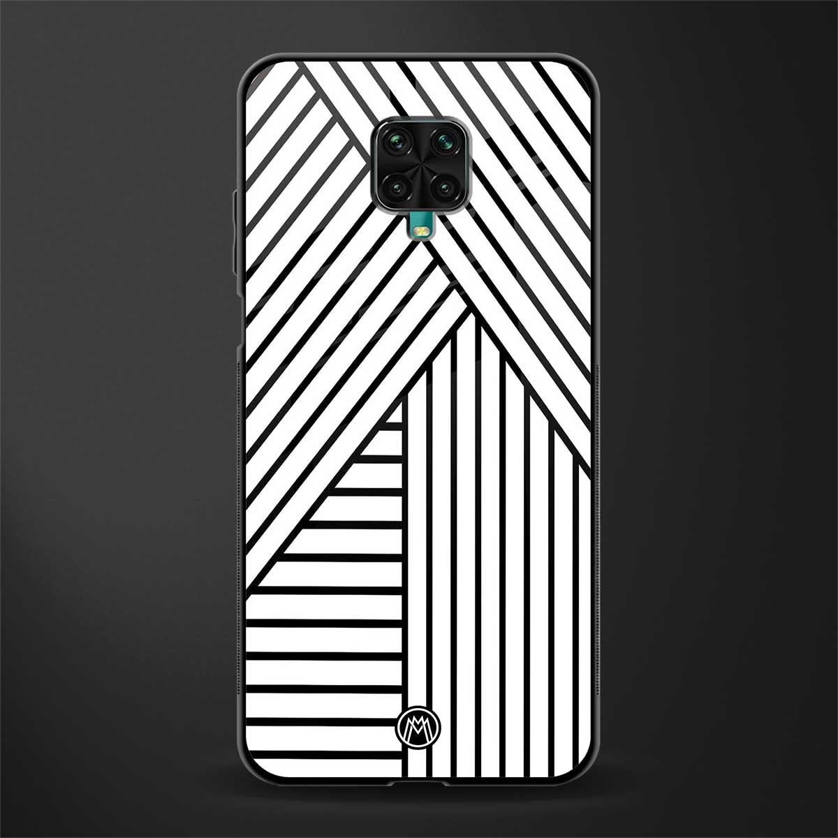 classic white black patten glass case for redmi note 9 pro image