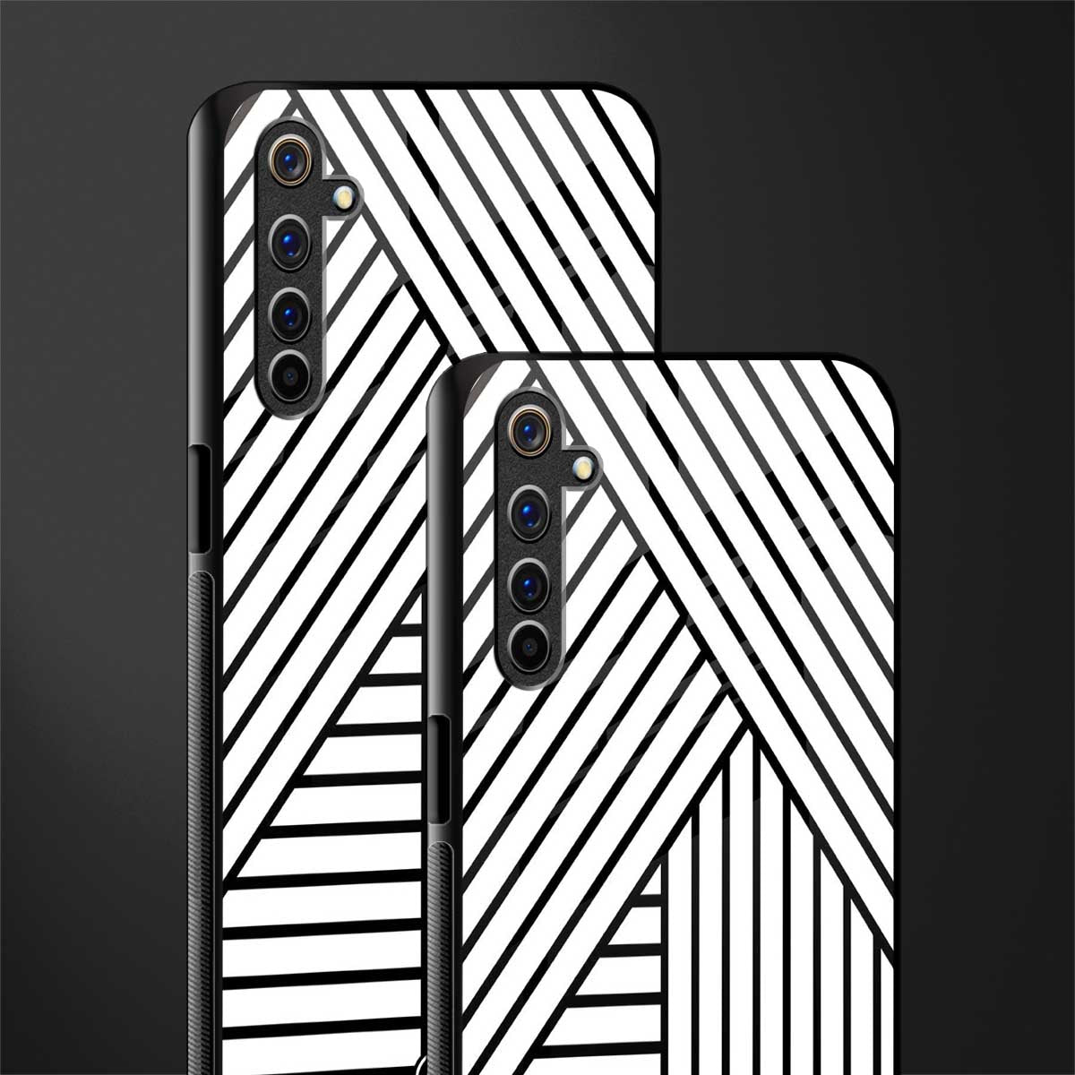 classic white black patten glass case for realme 6 pro image-2