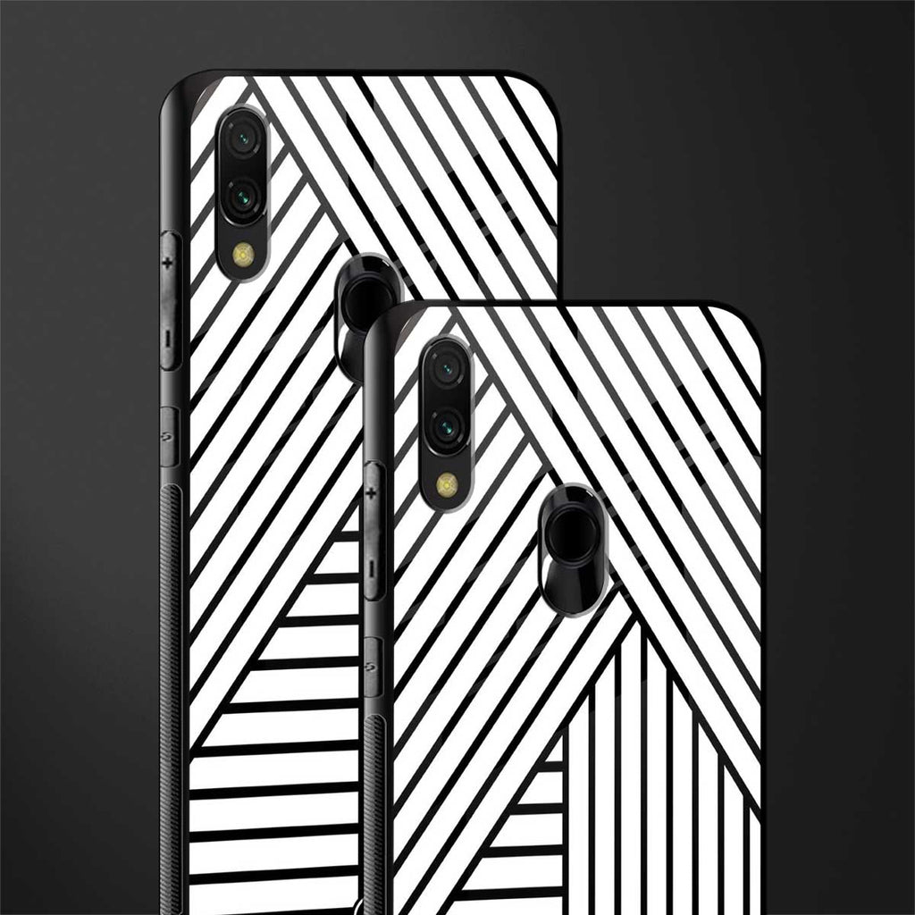 classic white black patten glass case for redmi note 7s image-2