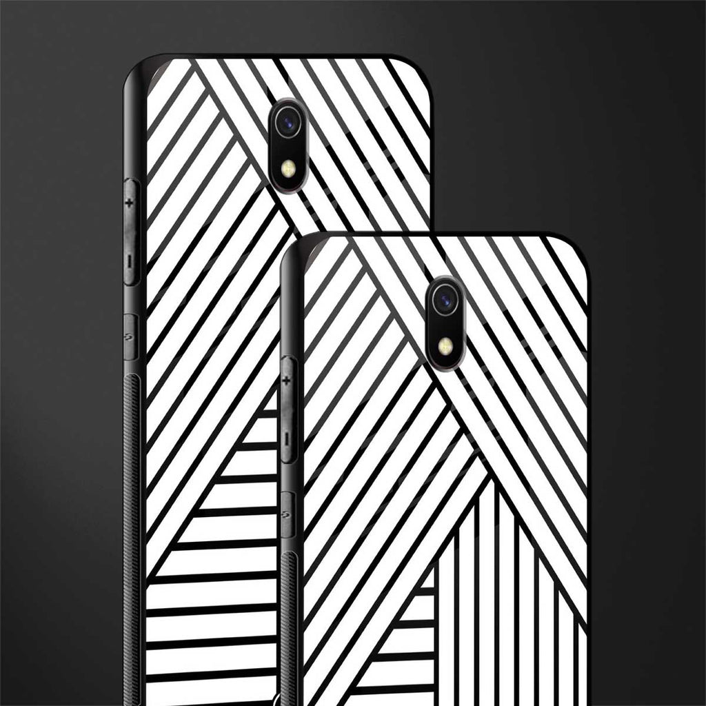 classic white black patten glass case for redmi 8a image-2