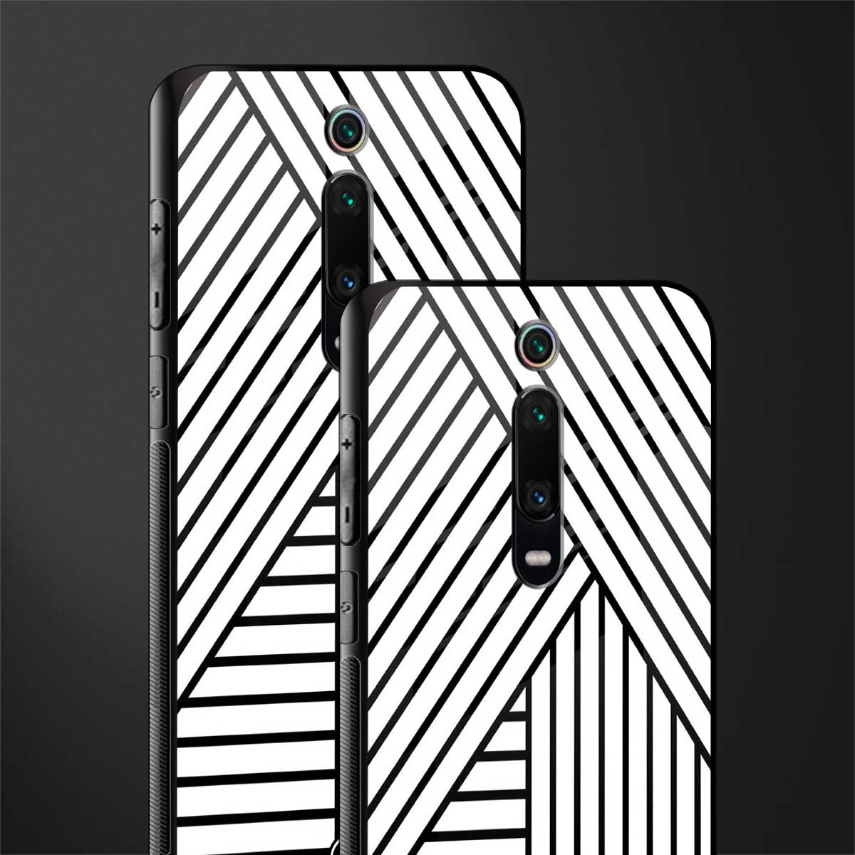 classic white black patten glass case for redmi k20 pro image-2