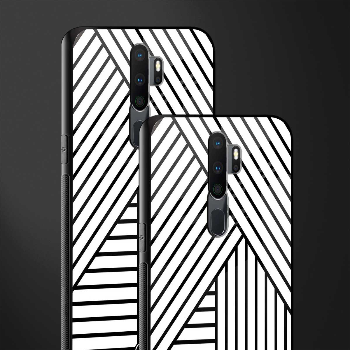 classic white black patten glass case for oppo a5 2020 image-2
