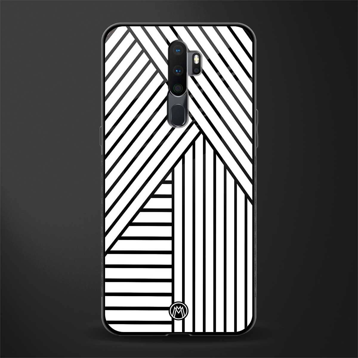 classic white black patten glass case for oppo a5 2020 image