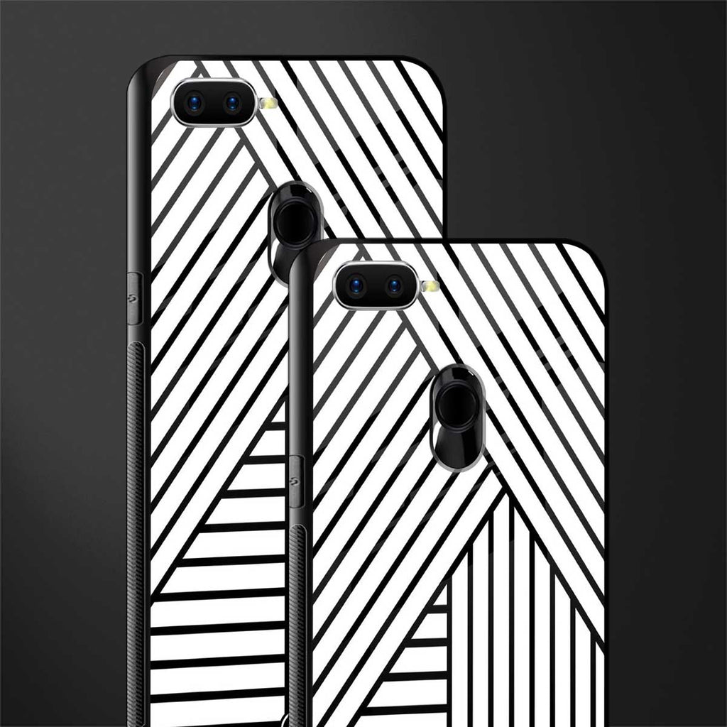 classic white black patten glass case for oppo a7 image-2