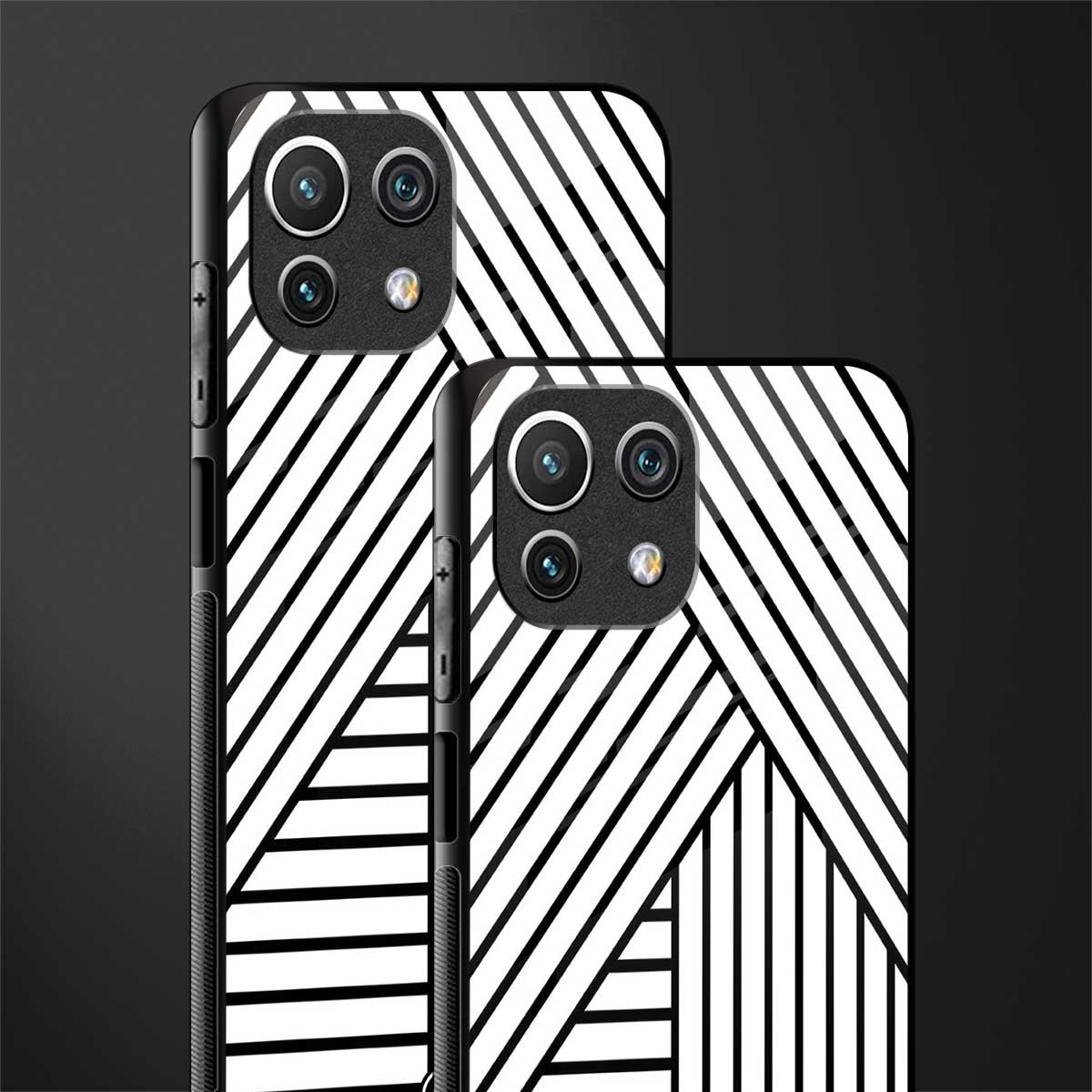 classic white black patten glass case for mi 11 lite image-2