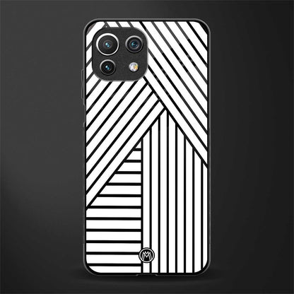 classic white black patten glass case for mi 11 lite image
