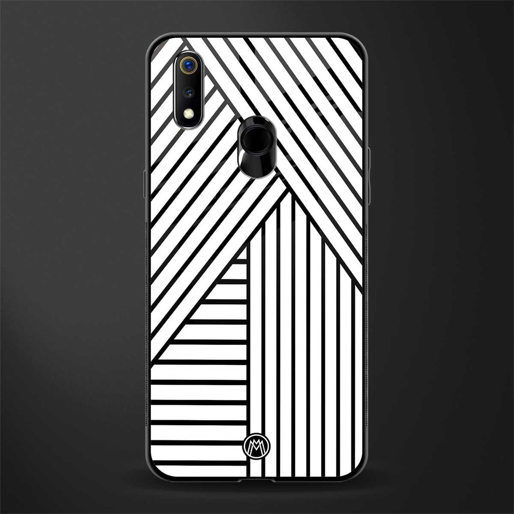 classic white black patten glass case for realme 3 pro image