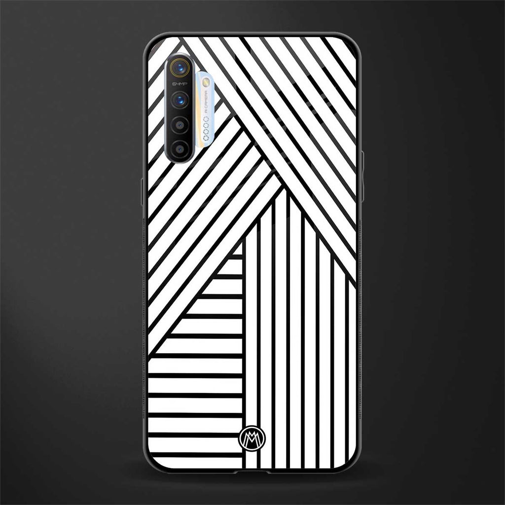 classic white black patten glass case for realme xt image