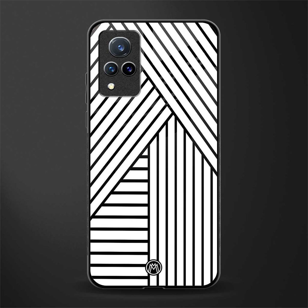 classic white black patten glass case for vivo v21 5g image