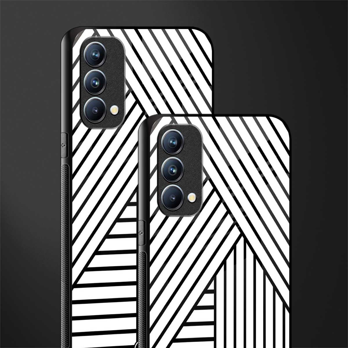 classic white black patten glass case for oppo f19 image-2