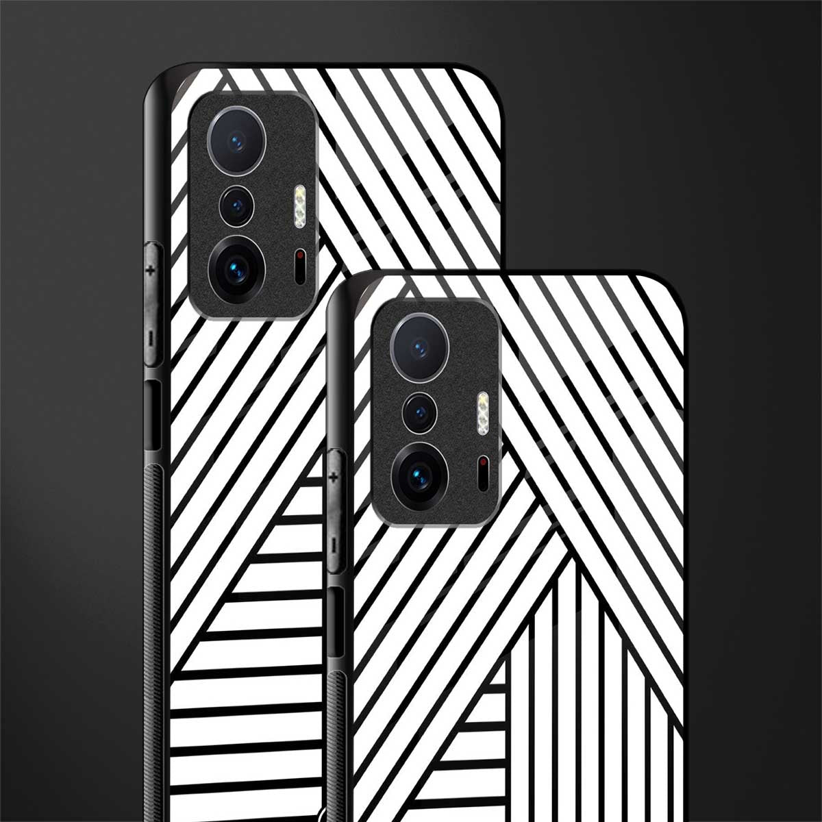 classic white black patten glass case for mi 11t pro 5g image-2