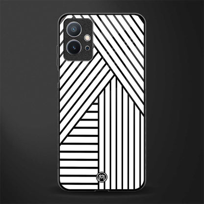 classic white black patten glass case for vivo y75 5g image
