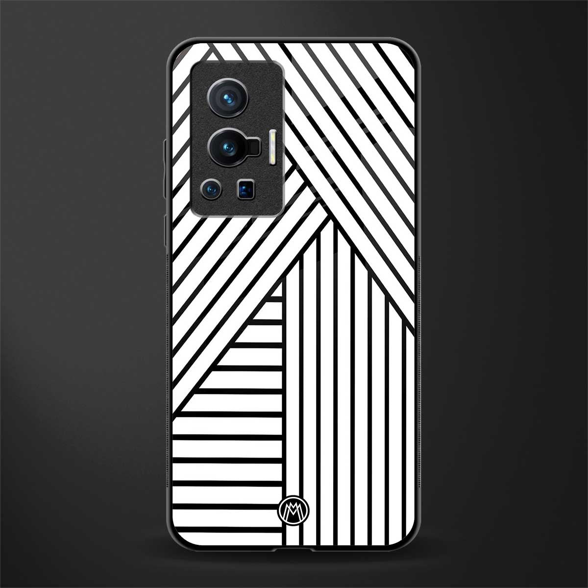 classic white black patten glass case for vivo x70 pro image