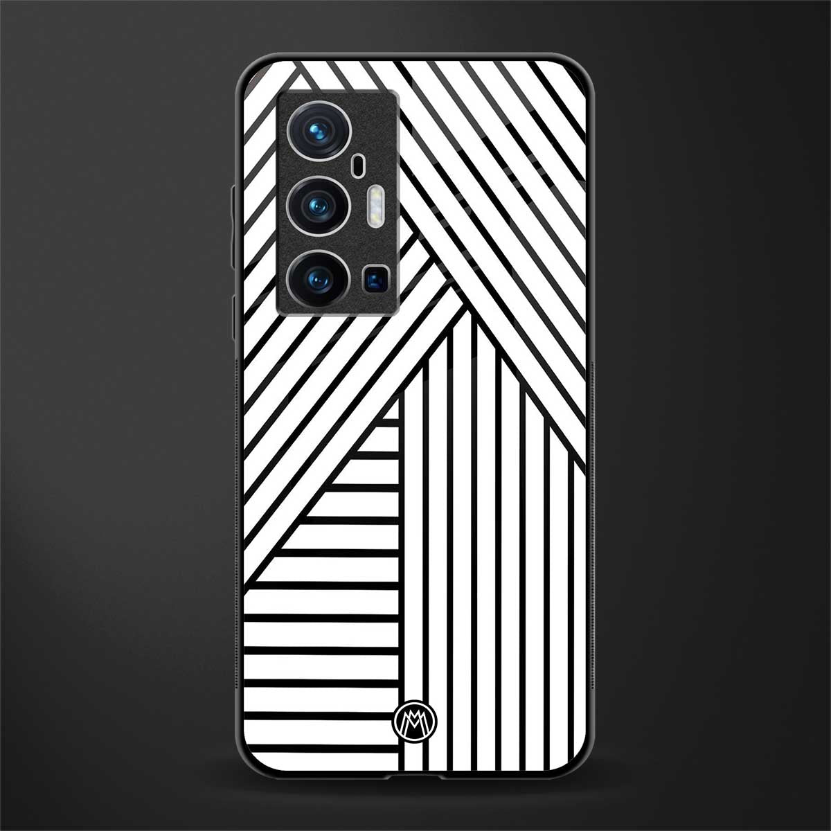 classic white black patten glass case for vivo x70 pro plus image