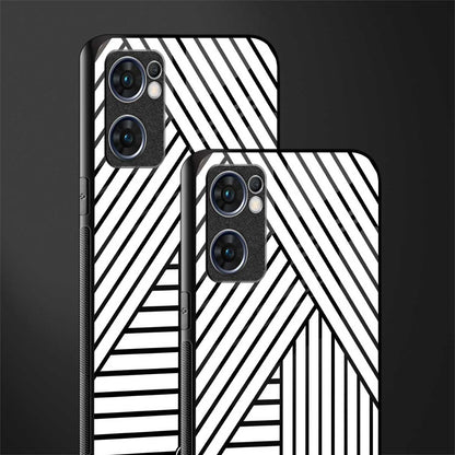 classic white black patten glass case for oppo reno7 5g image-2