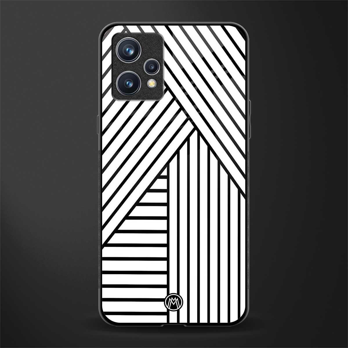 classic white black patten glass case for realme 9 4g image