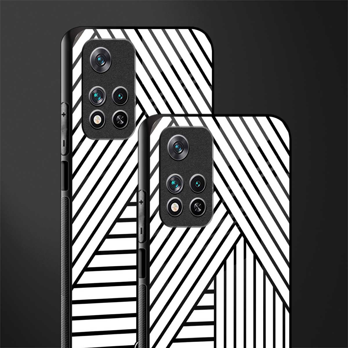 classic white black patten glass case for poco m4 pro 5g image-2