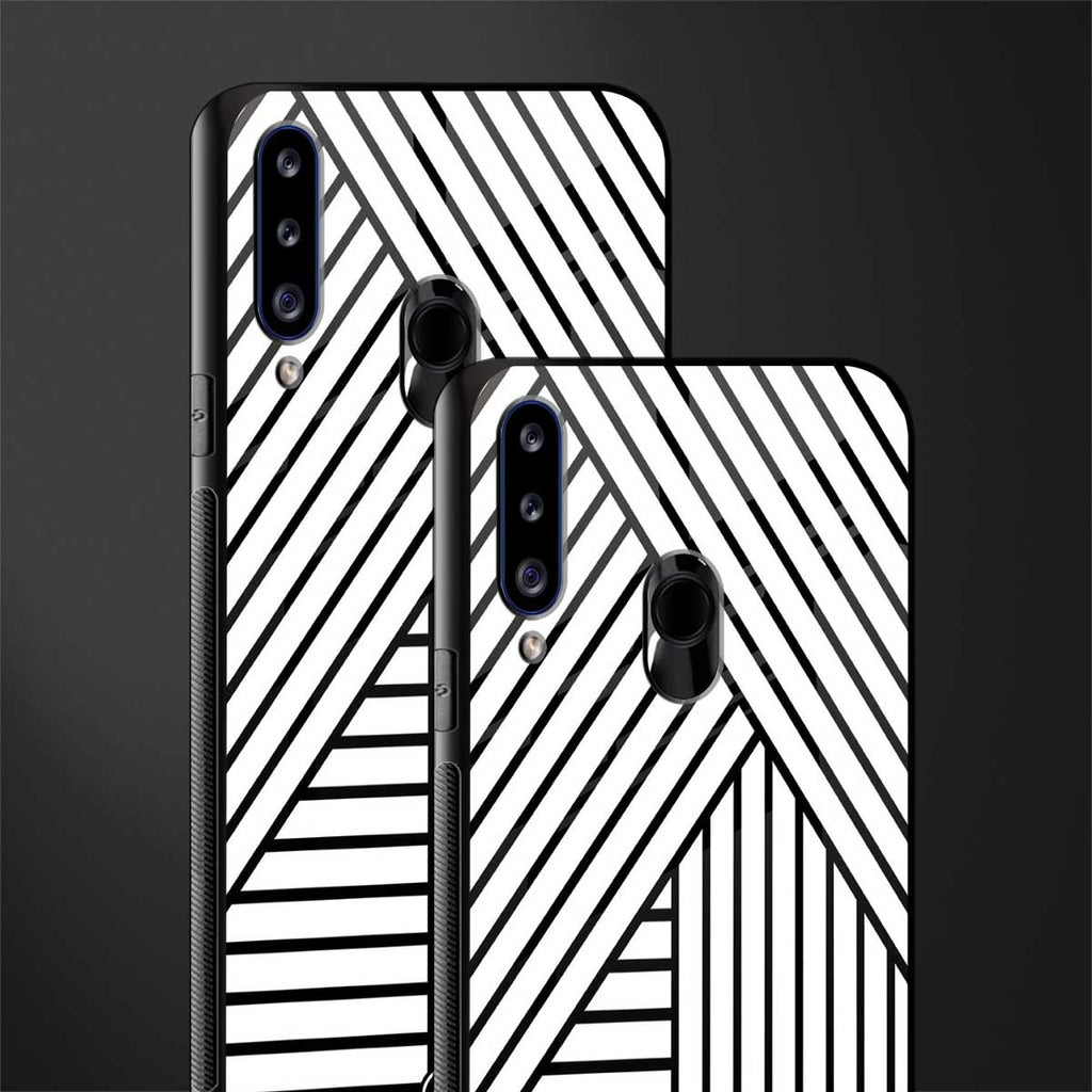classic white black patten glass case for samsung galaxy a20s image-2