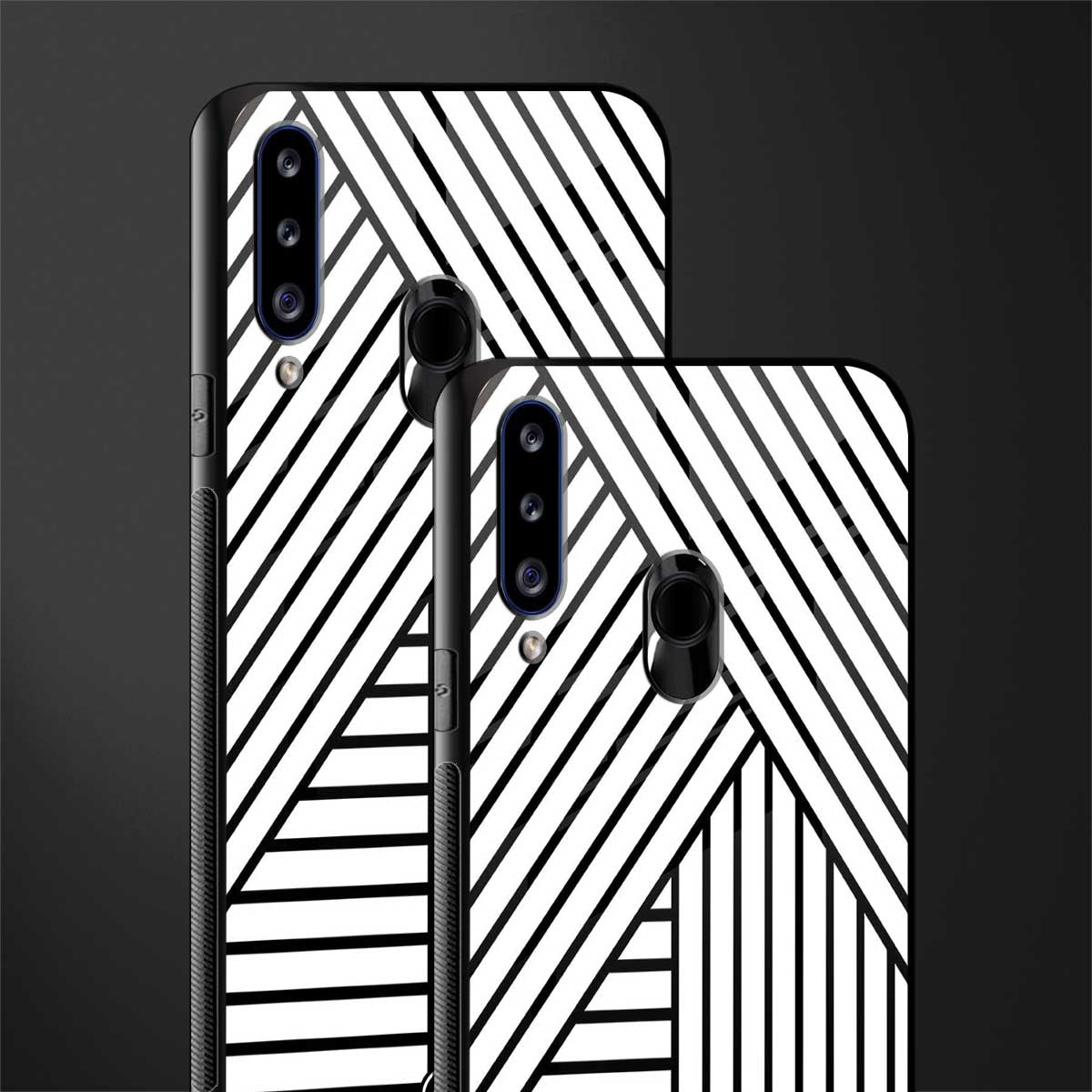 classic white black patten glass case for samsung galaxy a20s image-2