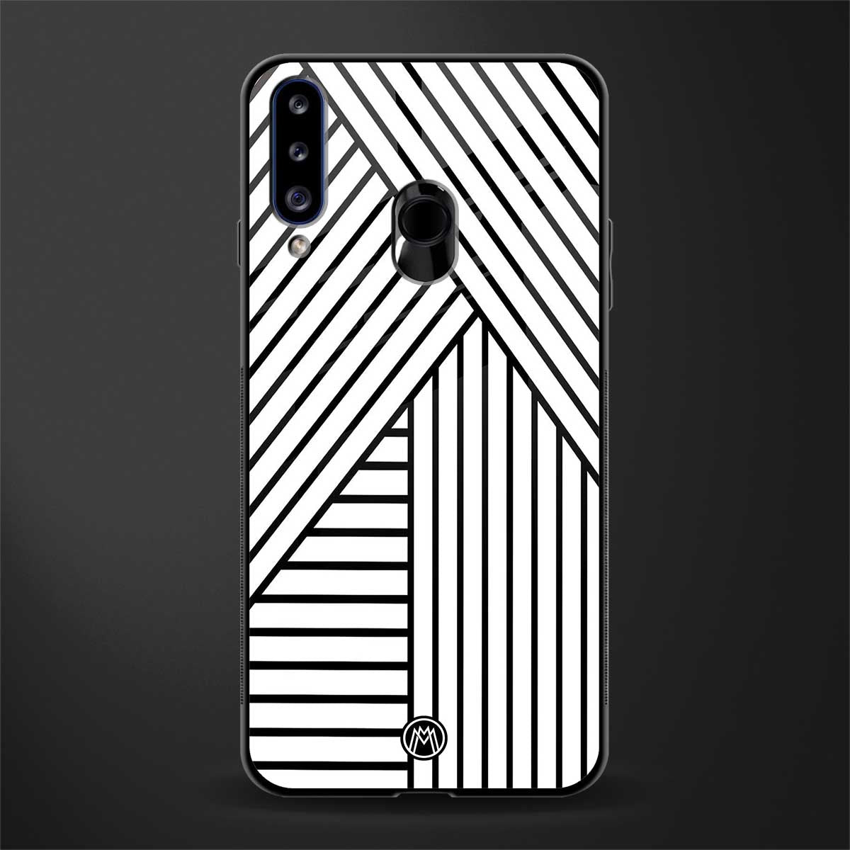 classic white black patten glass case for samsung galaxy a20s image