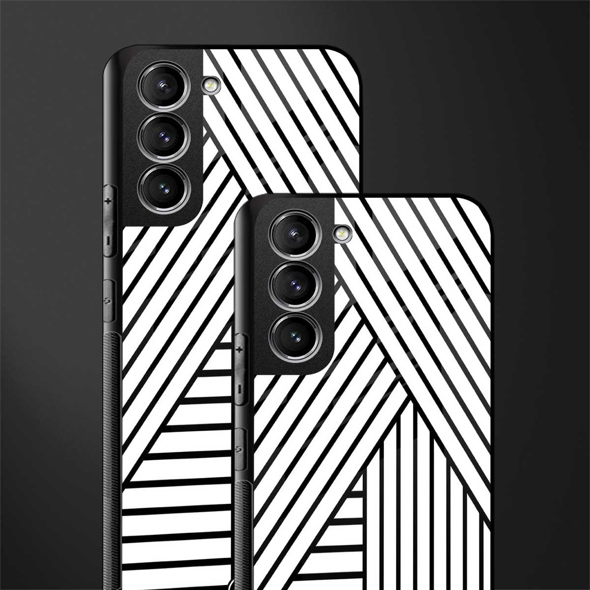 classic white black patten glass case for samsung galaxy s21 plus image-2