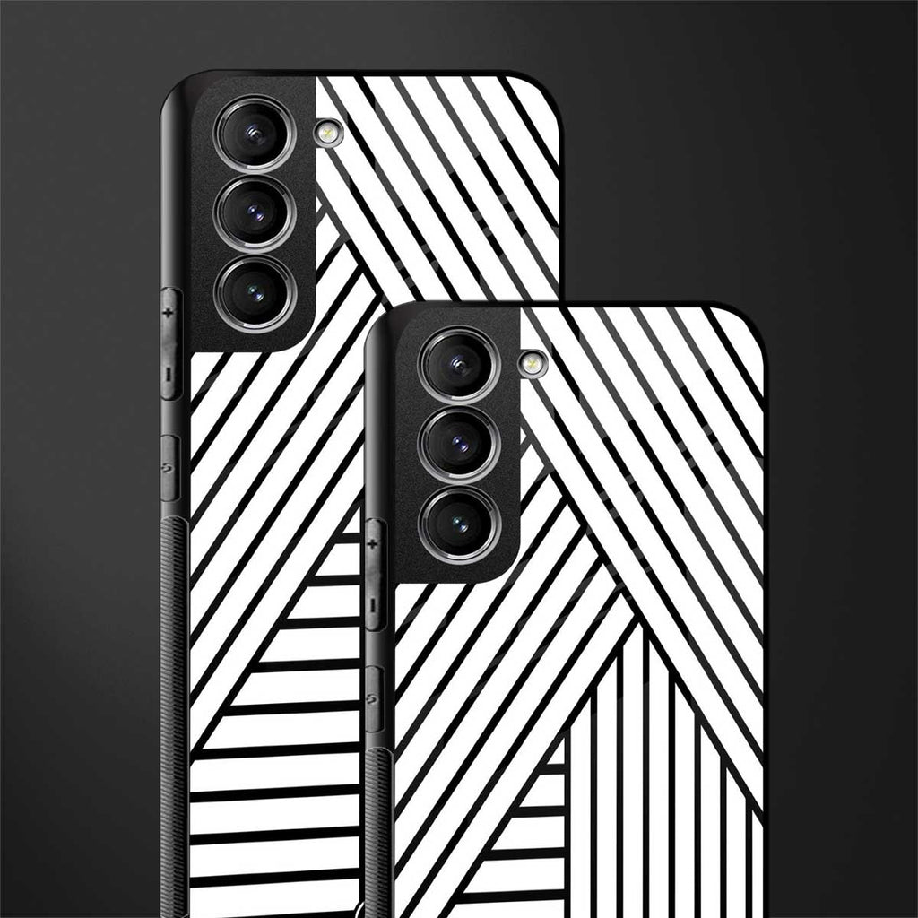 classic white black patten glass case for samsung galaxy s21 image-2