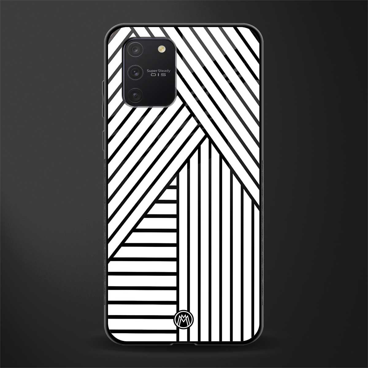 classic white black patten glass case for samsung galaxy a91 image