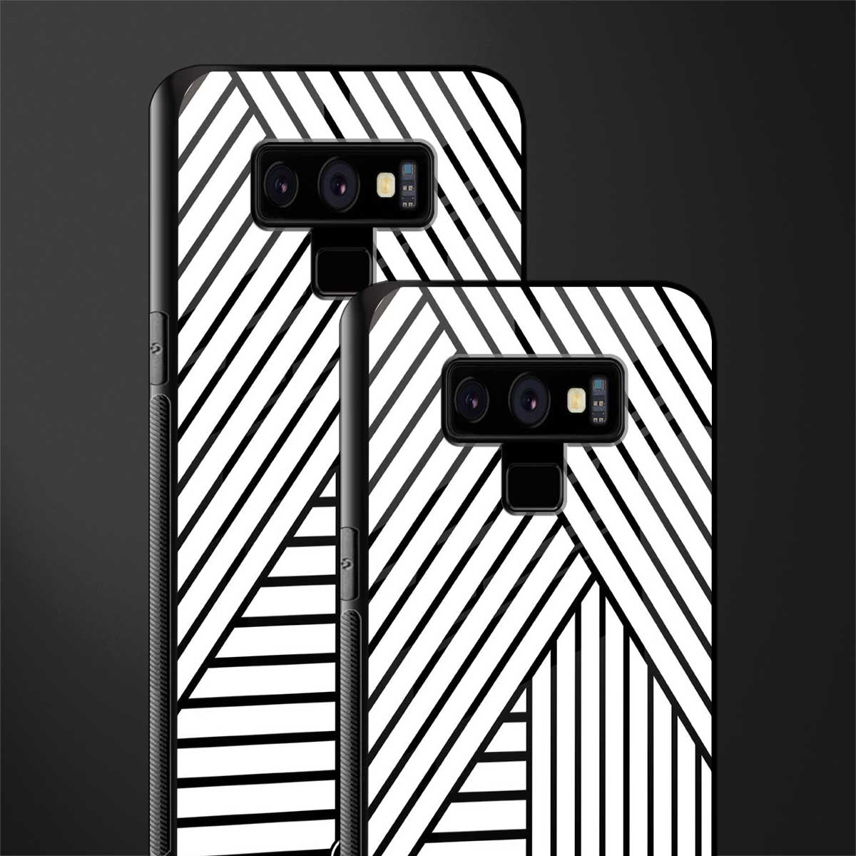 classic white black patten glass case for samsung galaxy note 9 image-2