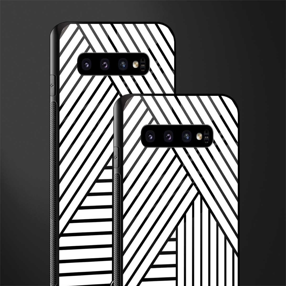 classic white black patten glass case for samsung galaxy s10 image-2