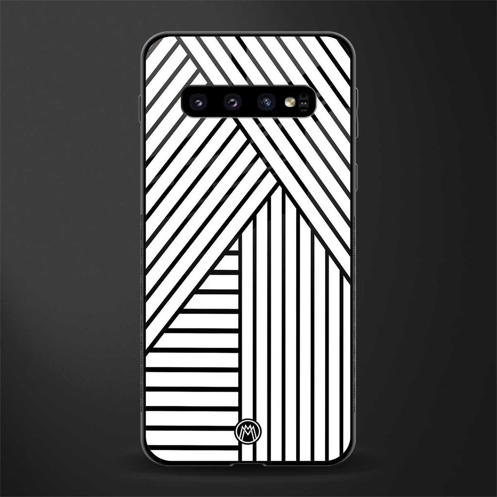 classic white black patten glass case for samsung galaxy s10 image