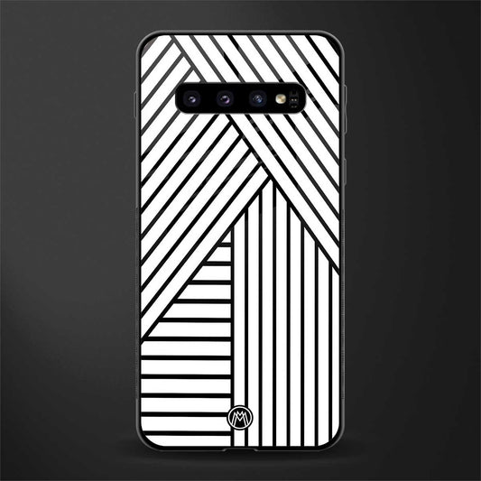 classic white black patten glass case for samsung galaxy s10 plus image